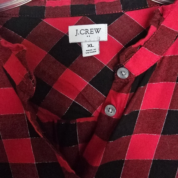 J. Crew Red and Black Silver Plaid Button Down Shirt - Picture 3 of 3